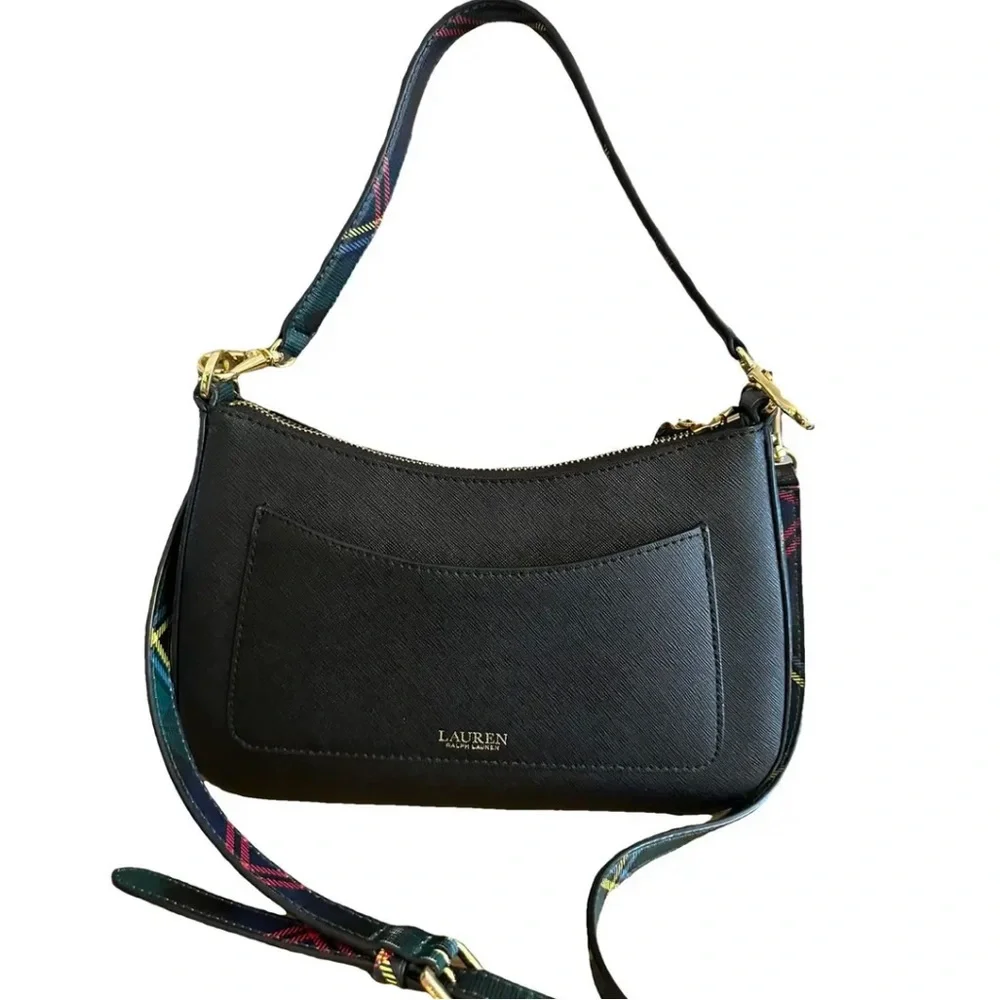 Ralph Lauren Crosshatch Leather Medium Danni plaid bag - Picture 3 of 8